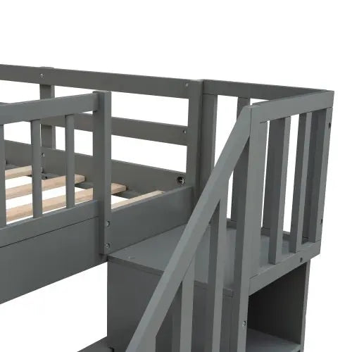 Bellemave Stairway Full-Over-Full Bunk Bed with Twin size Trundle - Bellemave