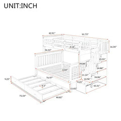 Bellemave Stairway Twin-Over-Full Bunk Bed with Twin size Trundle - Bellemave