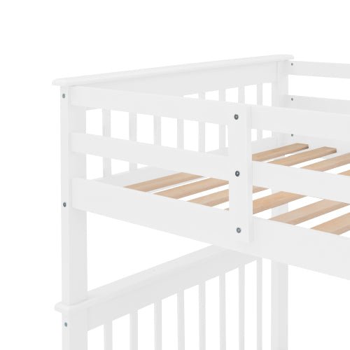 Bellemave Stairway Twin-Over-Twin Bunk Bed with Storage and Guard Rail for Bedroom - Bellemave