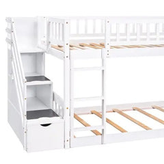 Bellemave Stairway Twin over Twin Bunk Bed with Two Drawers and Slide - Bellemave