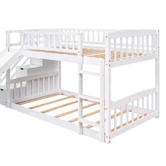 Bellemave Stairway Twin over Twin Bunk Bed with Two Drawers and Slide - Bellemave