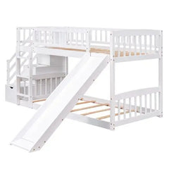 Bellemave Stairway Twin over Twin Bunk Bed with Two Drawers and Slide - Bellemave