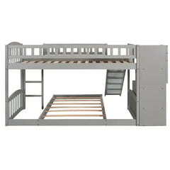 Bellemave Stairway Twin over Twin Bunk Bed with Two Drawers and Slide - Bellemave