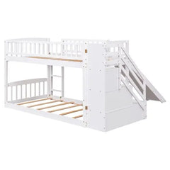 Bellemave Stairway Twin over Twin Bunk Bed with Two Drawers and Slide - Bellemave