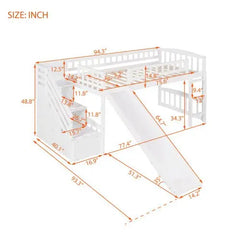 Bellemave Stairway Twin Size Loft Bed with Two Drawers and Slide - Bellemave