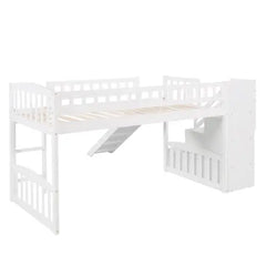 Bellemave Stairway Twin Size Loft Bed with Two Drawers and Slide - Bellemave