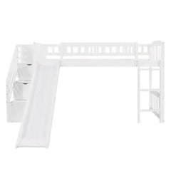 Bellemave Stairway Twin Size Loft Bed with Two Drawers and Slide - Bellemave