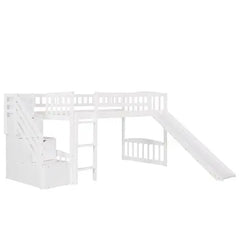 Bellemave Stairway Twin Size Loft Bed with Two Drawers and Slide - Bellemave