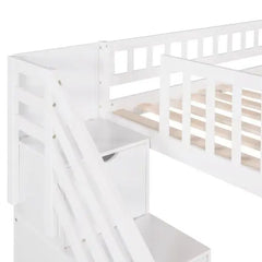 Bellemave Stairway Twin Size Loft Bed with Two Drawers and Slide - Bellemave