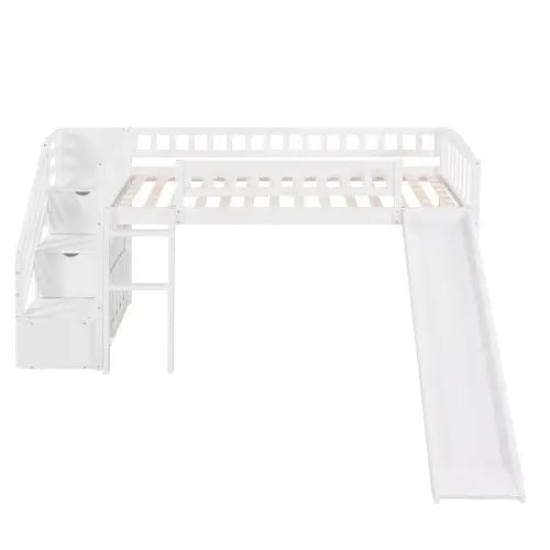 Bellemave Stairway Twin Size Loft Bed with Two Drawers and Slide - Bellemave