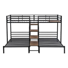 Bellemave Triple Metal Bunk Bed with Storage Shelves Staircase - Bellemave