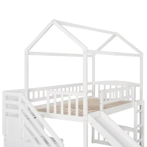 Bellemave Twin Loft Bed with Two Drawers and Slide - Bellemave