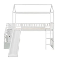 Bellemave Twin Loft Bed with Two Drawers and Slide - Bellemave