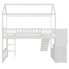 Bellemave Twin Loft Bed with Two Drawers and Slide - Bellemave