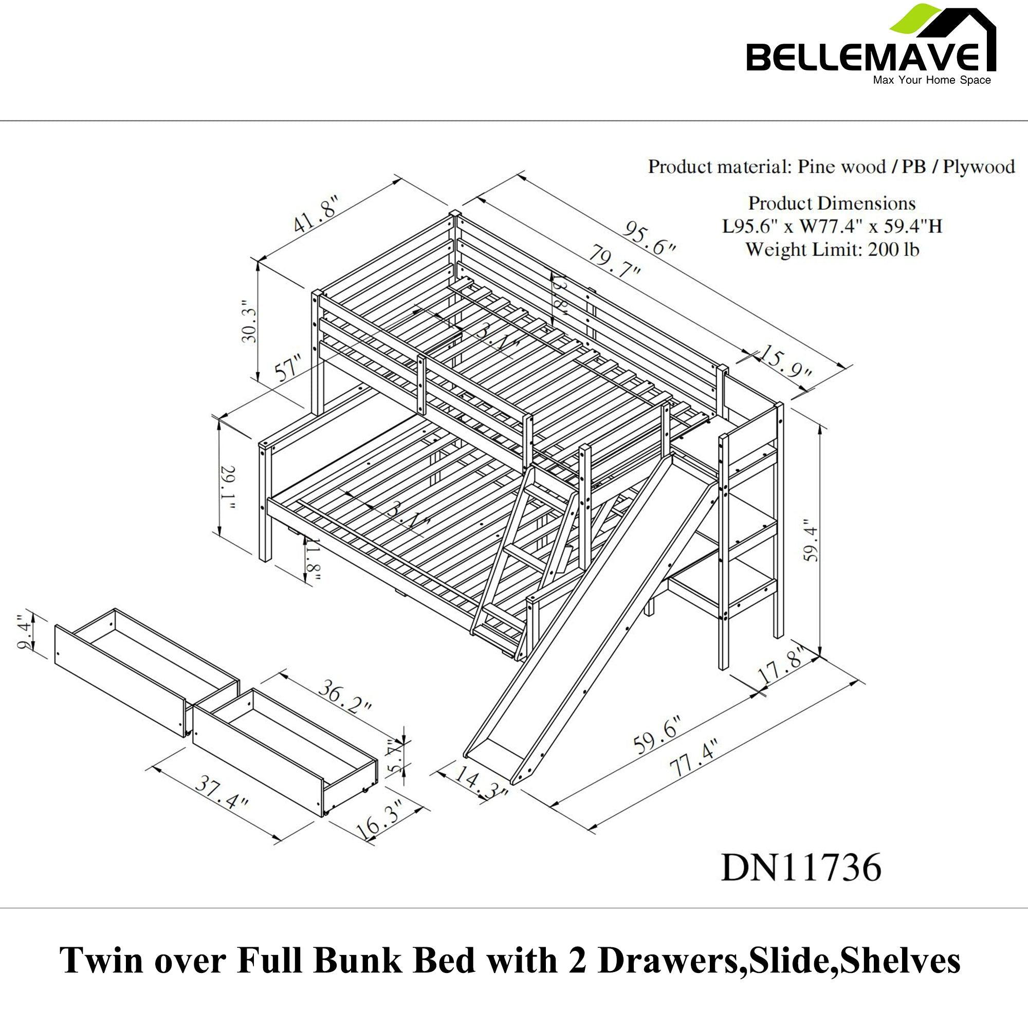 Bellemave Twin over Full Bunk Bed - Bellemave