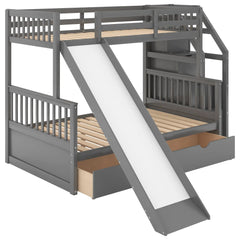 Bellemave Twin over Full Bunk Bed w/Drawers,Storage&Slide - Bellemave