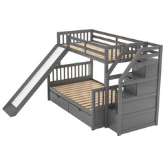 Bellemave Twin over Full Bunk Bed w/Drawers,Storage&Slide - Bellemave