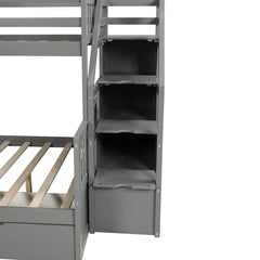 Bellemave® Twin over Full Bunk Bed with 2 Drawers,Stairs Storage and Slide - Bellemave