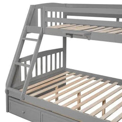 Bellemave® Twin over Full Bunk Bed with 3 Drawers,Ladder and Storage Staircase - Bellemave