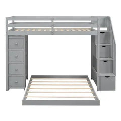 Bellemave Twin Over Full Bunk Bed with 3-layer Shelves - Bellemave