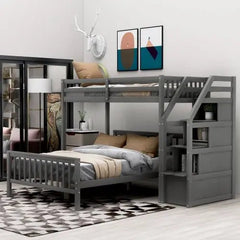Bellemave® Twin over Full Bunk Bed with Staircase - Bellemave