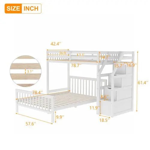 Bellemave® Twin over Full Bunk Bed with Staircase - Bellemave