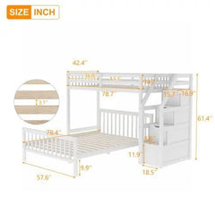 Bellemave® Twin over Full Bunk Bed with Staircase - Bellemave