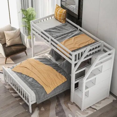 Bellemave® Twin over Full Bunk Bed with Staircase - Bellemave
