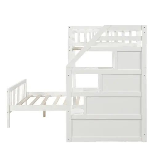 Bellemave® Twin over Full Bunk Bed with Staircase - Bellemave