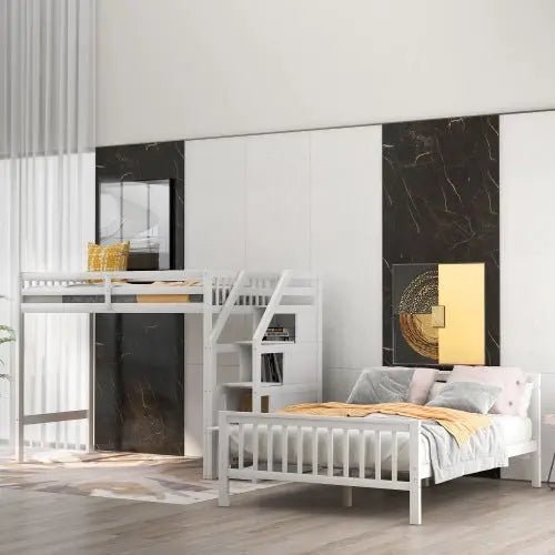 Bellemave® Twin over Full Bunk Bed with Staircase - Bellemave