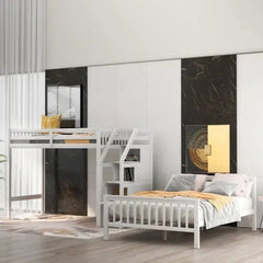 Bellemave® Twin over Full Bunk Bed with Staircase - Bellemave