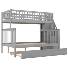 Bellemave Twin over Full Bunk Bed with Trundle and Staircase - Bellemave