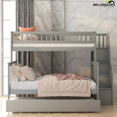 Bellemave Twin over Full Bunk Bed with Trundle and Staircase - Bellemave