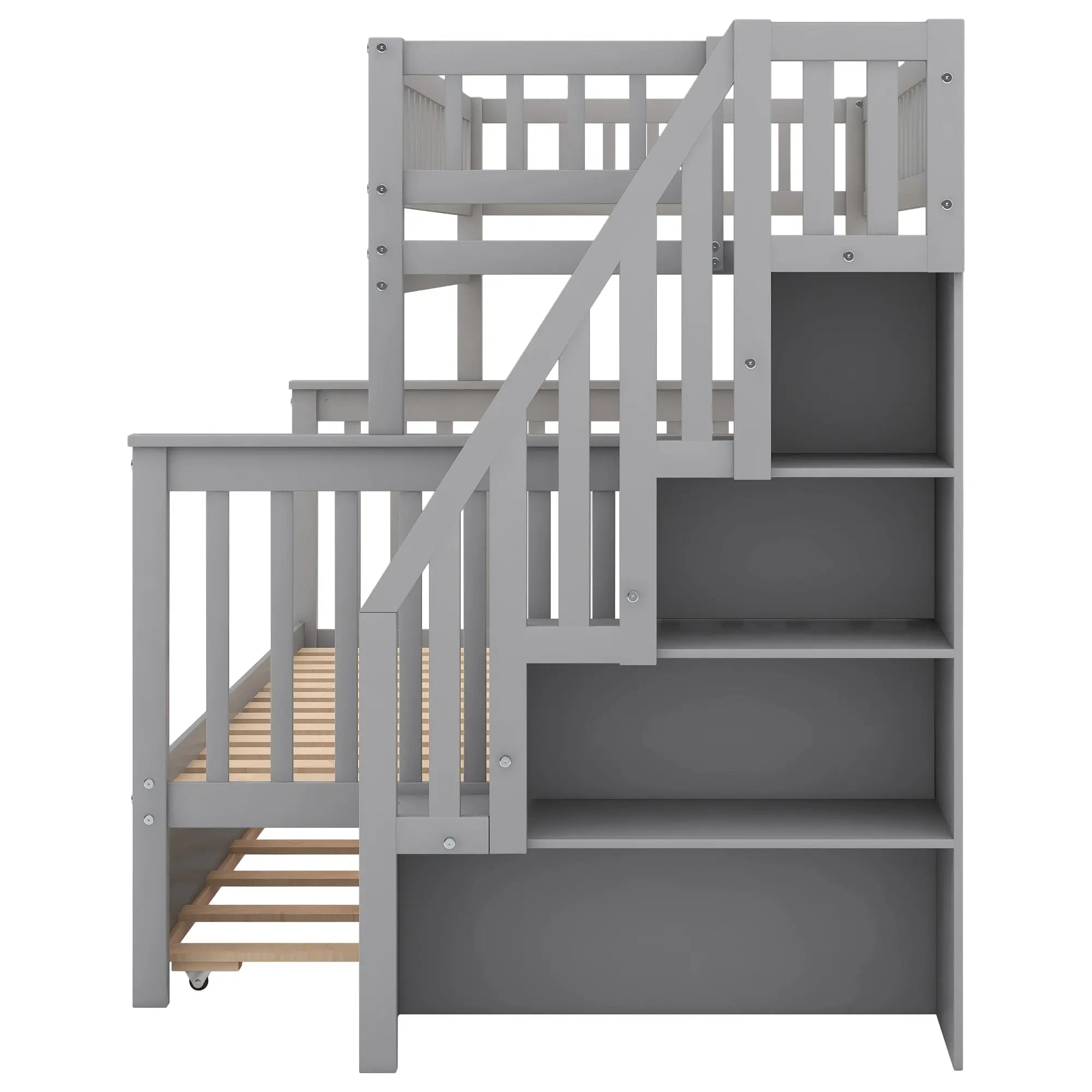 Bellemave Twin over Full Bunk Bed with Trundle and Staircase - Bellemave