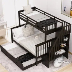 Bellemave® Twin over Full Bunk Bed with Trundle Bed - Bellemave