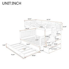 Bellemave® Twin over Full Bunk Bed with Trundle Bed - Bellemave