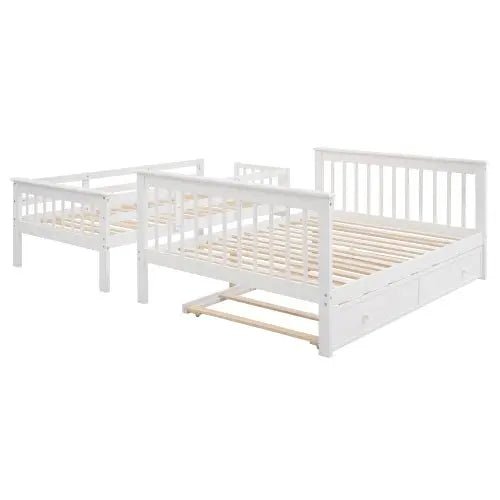 Bellemave® Twin over Full Bunk Bed with Trundle Bed - Bellemave
