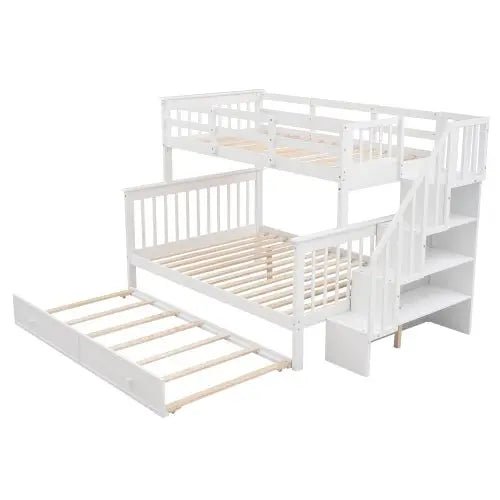 Bellemave® Twin over Full Bunk Bed with Trundle Bed - Bellemave
