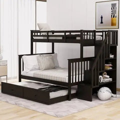 Bellemave® Twin over Full Bunk Bed with Trundle Bed - Bellemave