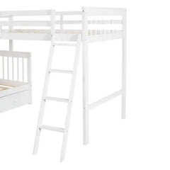 Bellemave® Twin over Full L - Shaped Bunk Bed With 3 Drawers, Ladder and Staircase - Bellemave