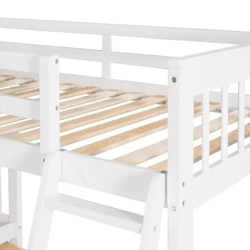 Bellemave® Twin over Full L - Shaped Bunk Bed With 3 Drawers, Ladder and Staircase - Bellemave