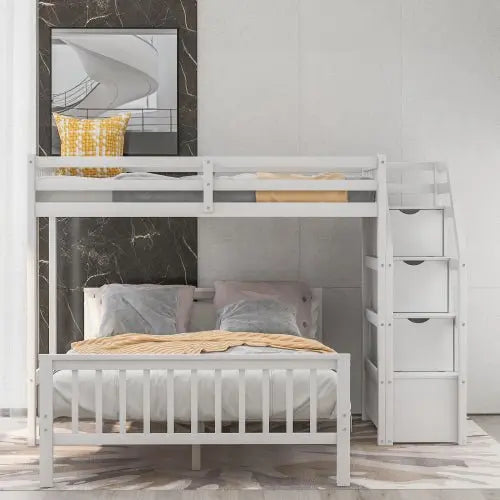 Bellemave Twin over Full Loft Bed with Staircase - Bellemave