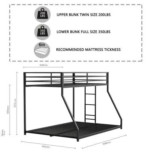 Bellemave® Twin over Full Metal Bunk Bed - Bellemave