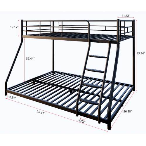 Bellemave Twin over Full Metal Bunk Bed with Comfortable Rungs - Bellemave