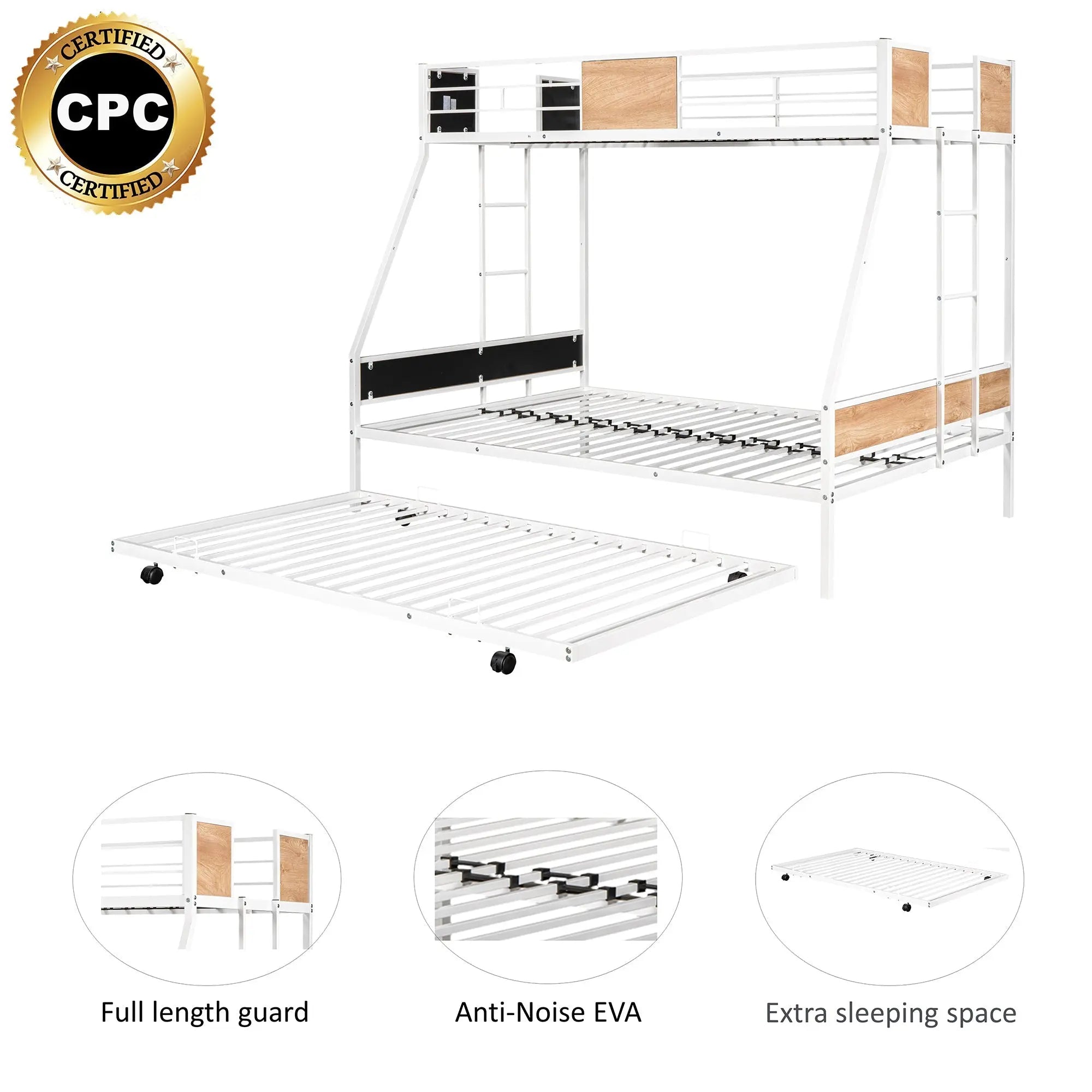 Bellemave Twin Over Full Metal Bunk Bed with Trundle - Bellemave