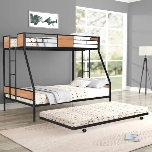 Bellemave Twin Over Full Metal Bunk Bed with Trundle - Bellemave