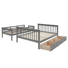 Bellemave® Twin over Full Stairway Bunk Bed with Drawer, Storage and Guard Rail - Bellemave
