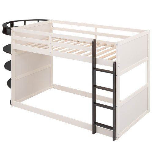 Bellemave Twin over Twin Boat-Like Shape Bunk Bed with Storage Shelves - Bellemave