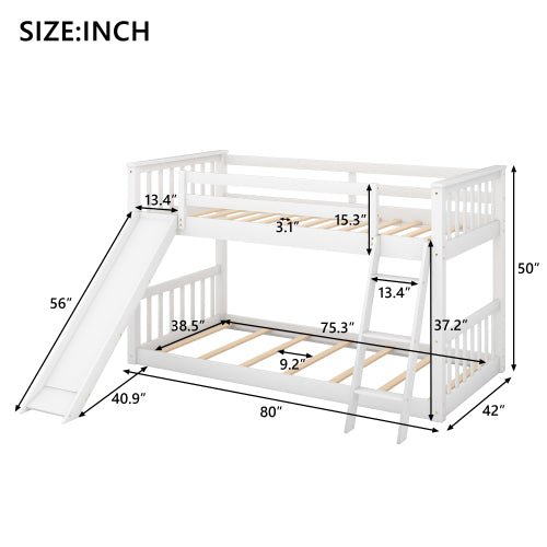 Bellemave Twin over Twin Bunk Bed with Convertible Slide and Ladder - Bellemave