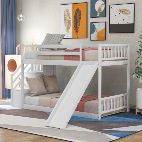 Bellemave Twin over Twin Bunk Bed with Convertible Slide and Stairway - Bellemave